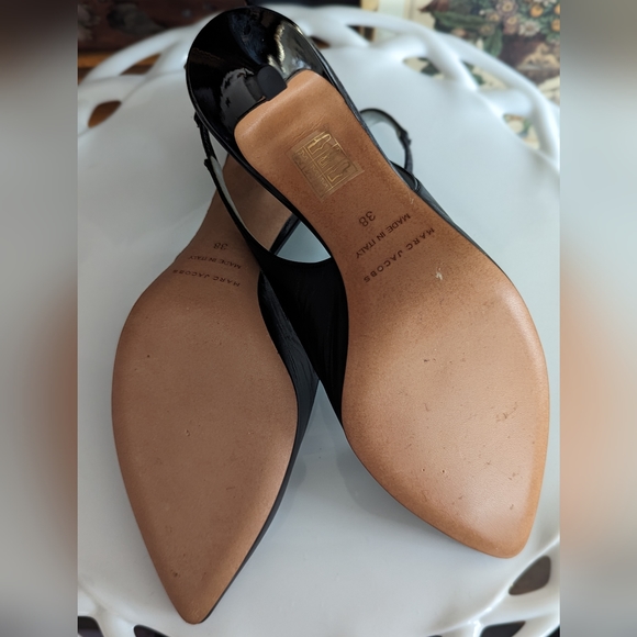 Marc Jacobs Black Leather Slingbacks - Picture 3 of 5